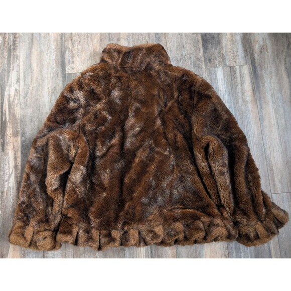 Donna Salyers Fabulous Furs 2X Faux Fur Coat Brown Shag Wolf Style Plush - Picture 5 of 5